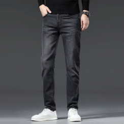 2 Prs Casual Business Straight Leg Elastic Long Jeans